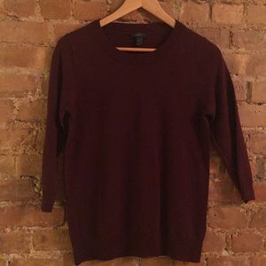 Maroon jcrew crew neck 3/4 sleeve sweater